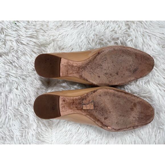 Tory Burch Raleigh Leather Ballet Flats Gold Logo Womens Size 9.5M Beige - Picture 6 of 13